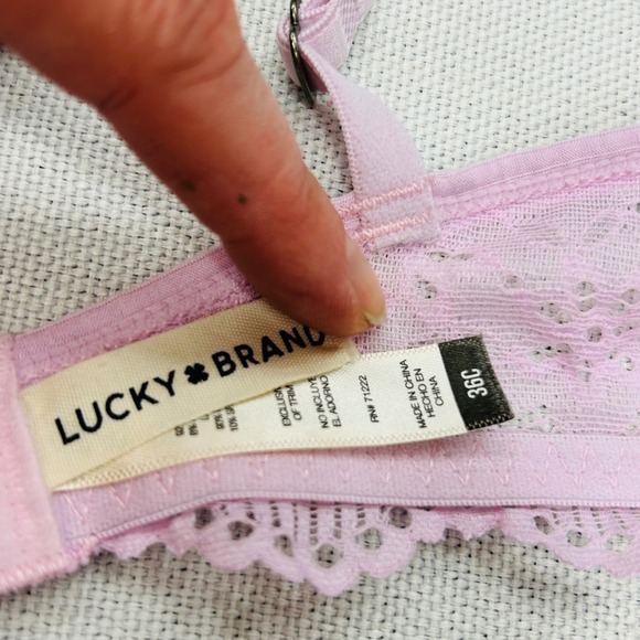 Lucky Brand Pink Lace Trim  Push Up Bra 36C Underwire Dainty Soft Cottagecore - Picture 4 of 6